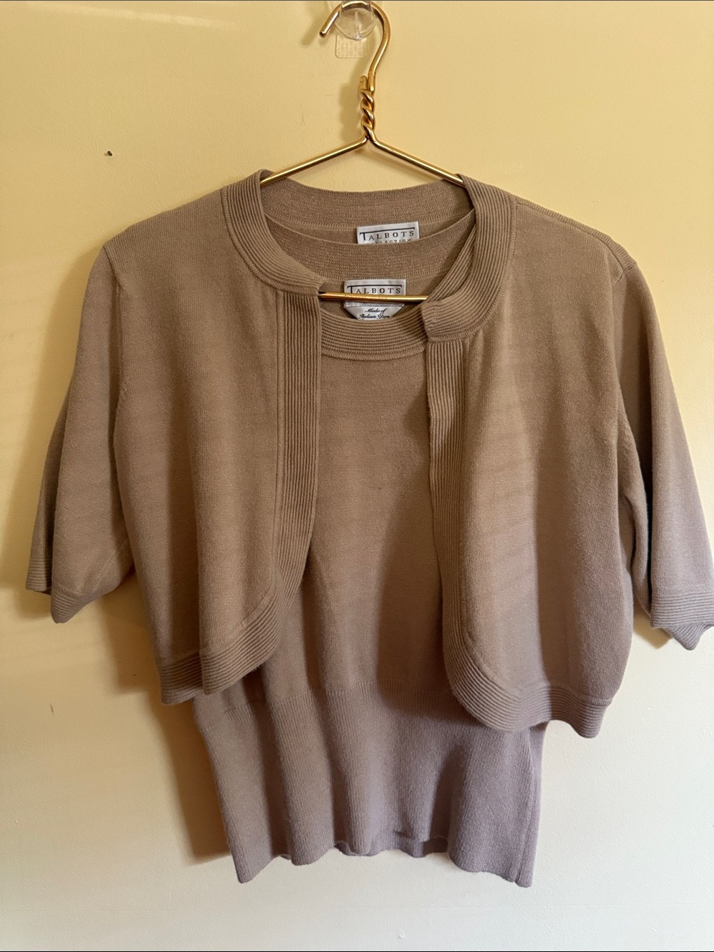 Talbots Tan Tank & Cardigan